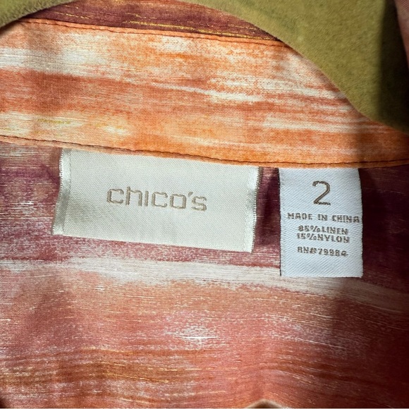 Chico's Linen Gold Stitch Sunset Hue Lightweight Cardigan Jacket Size L - Picture 7 of 8